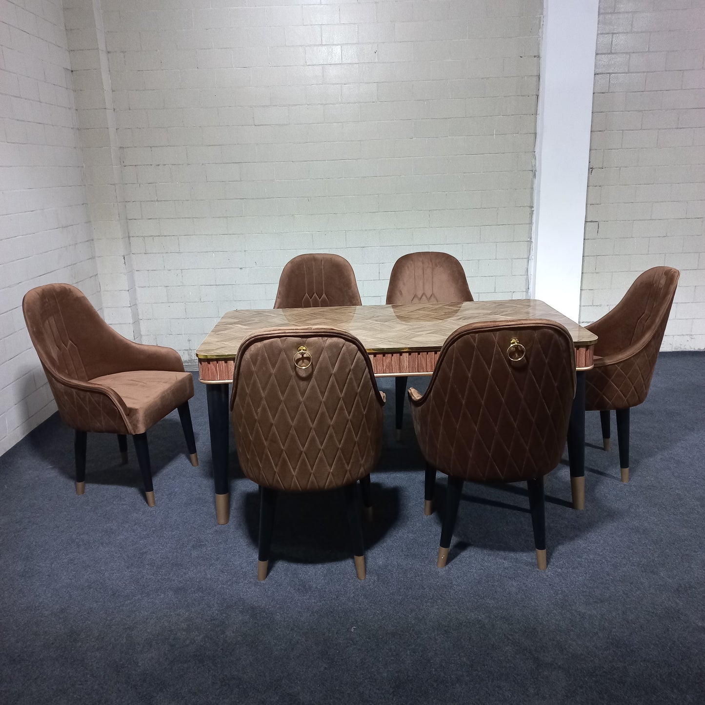 Classic Brown Luxury Dining Table Set