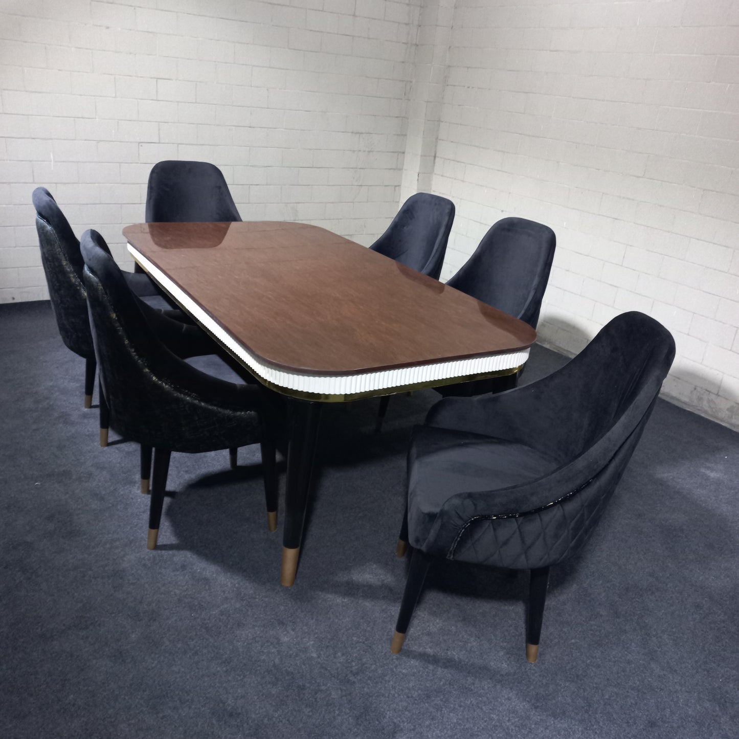 Classic Black Luxury Dining Table Set
