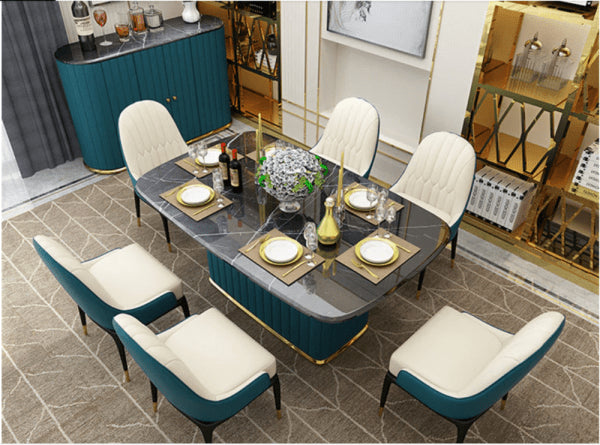 Classic Light Luxury Marble Dining Table Set
