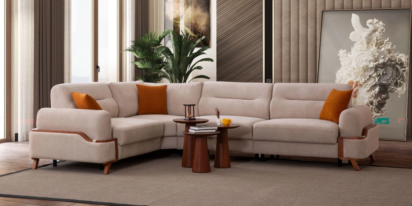 Resital Cream Corner Sofa Set