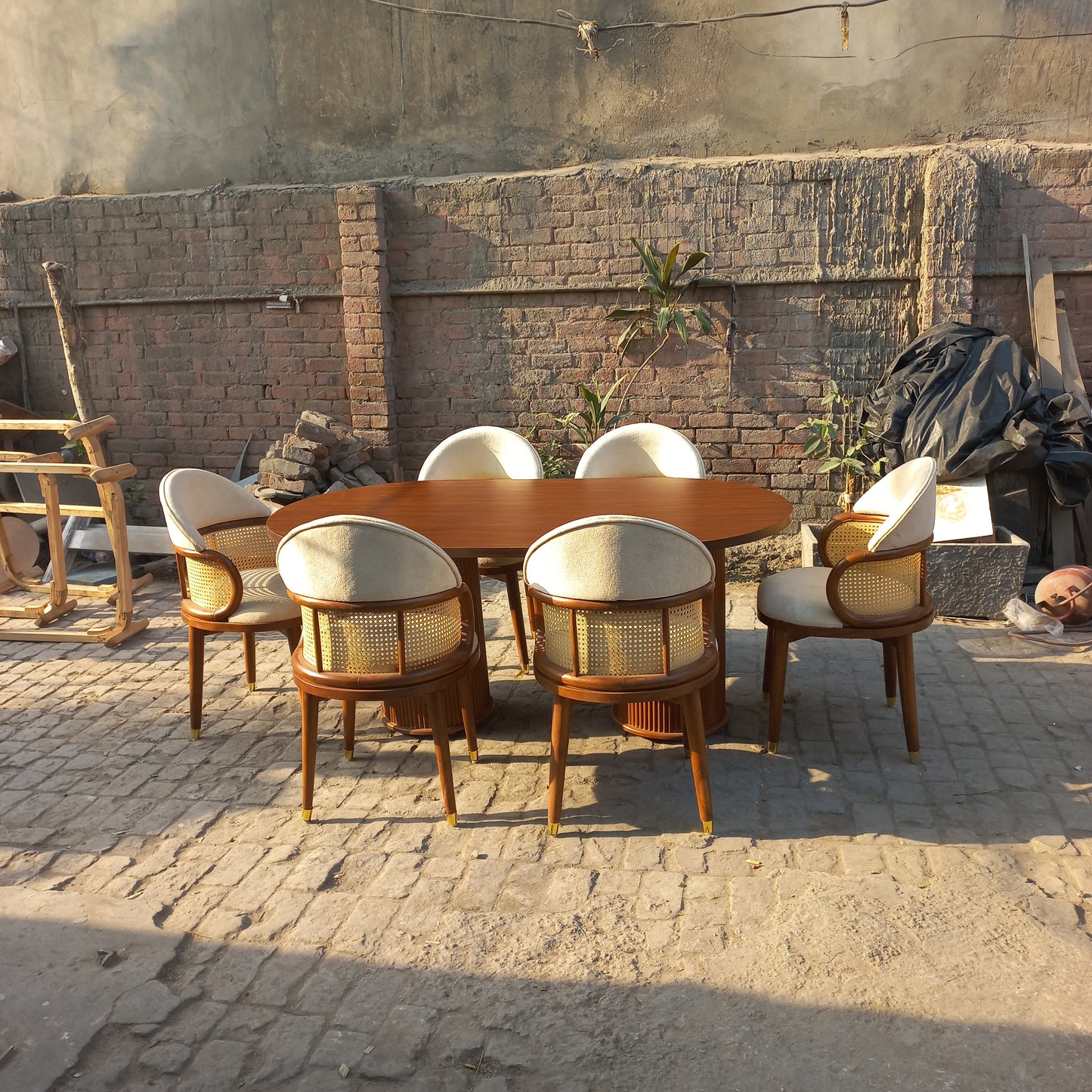 Pentagon ratan dining set