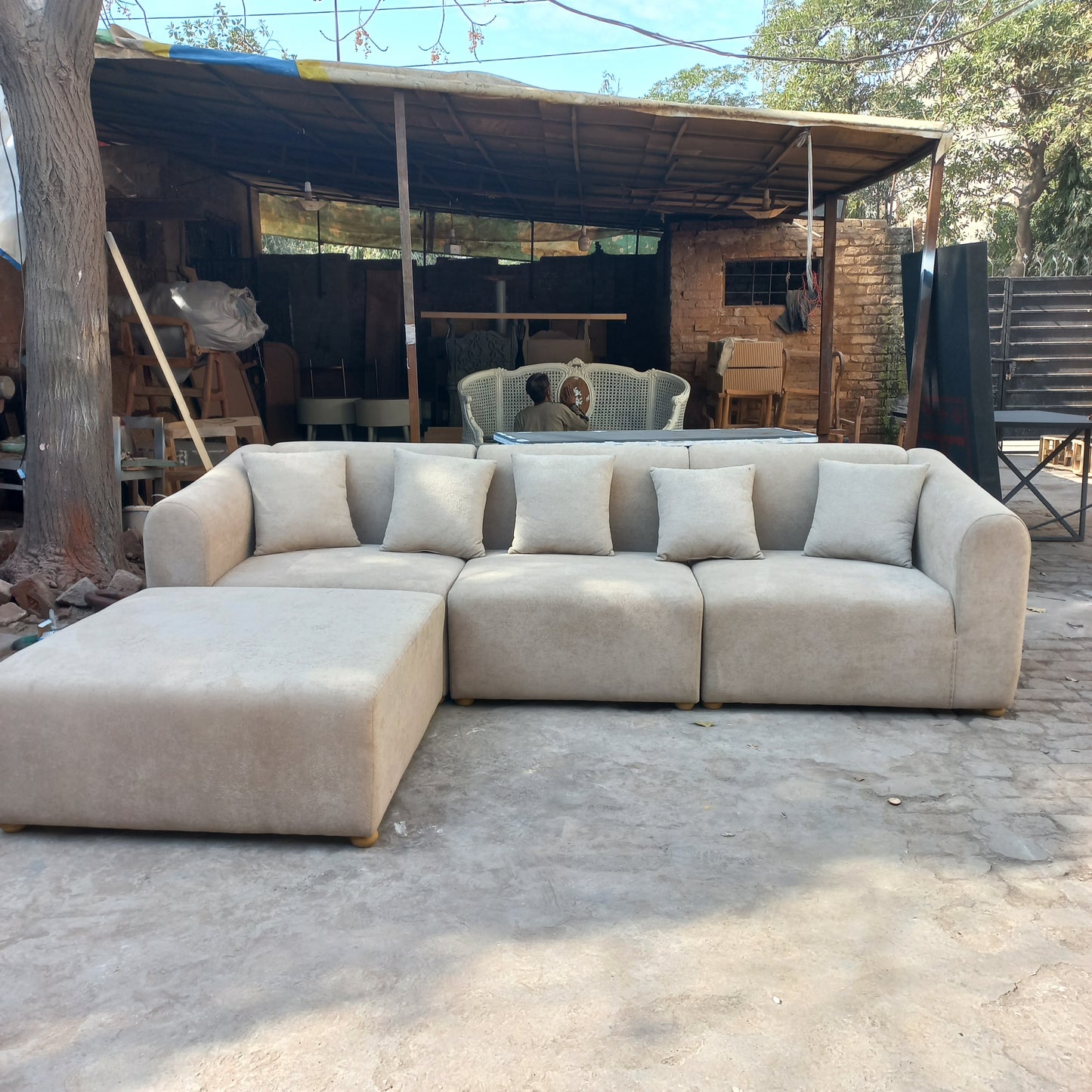 L Shape cube sofa set ( 6 seater )
