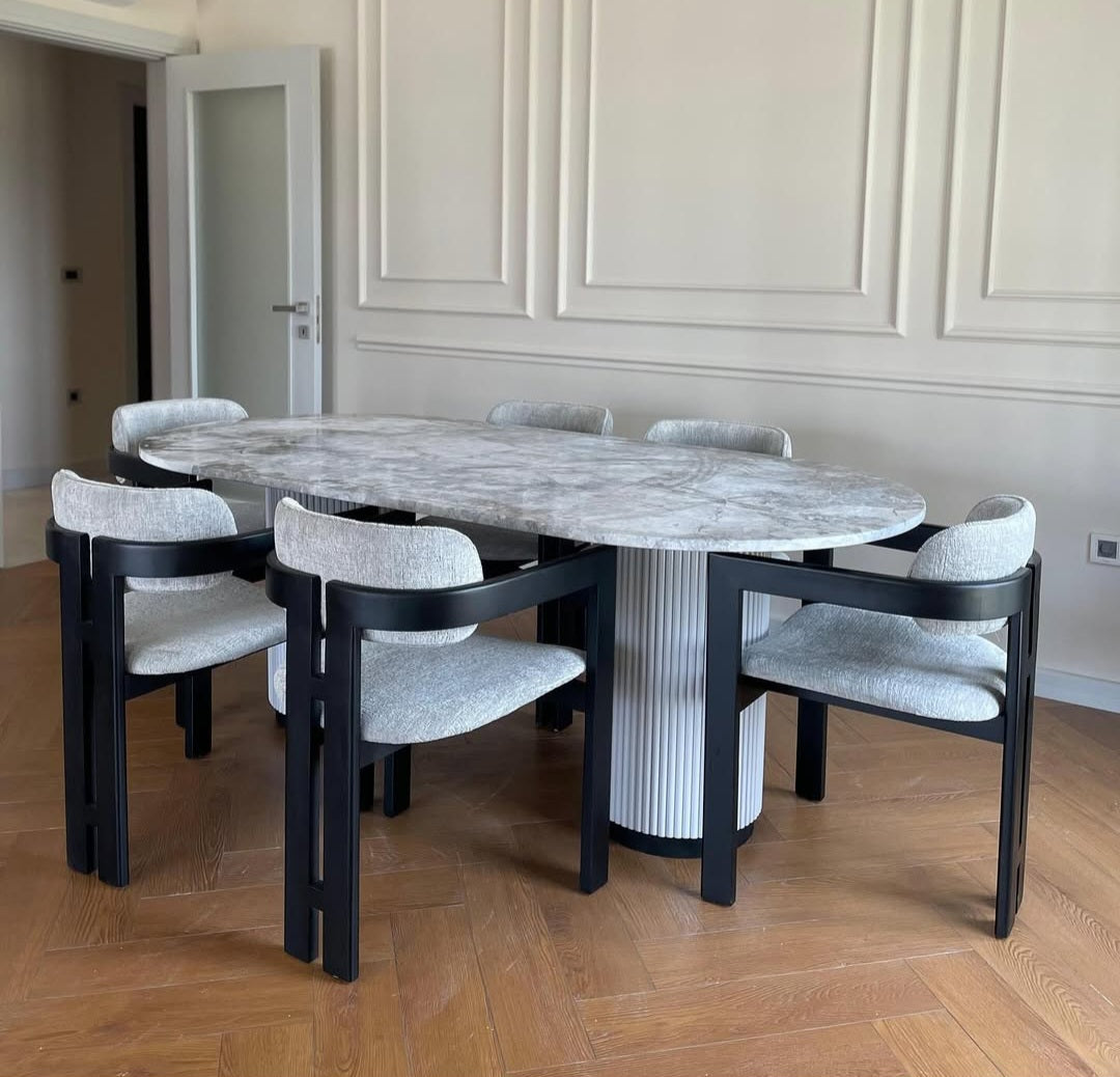 T dining set with marble top