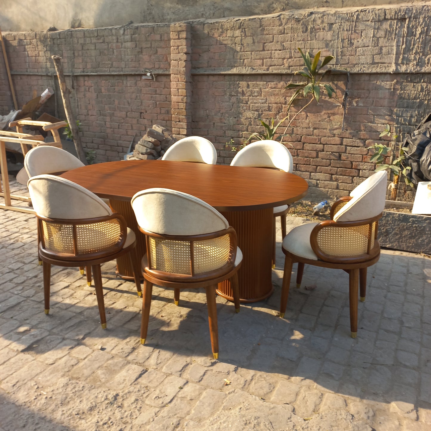 Pentagon ratan dining set