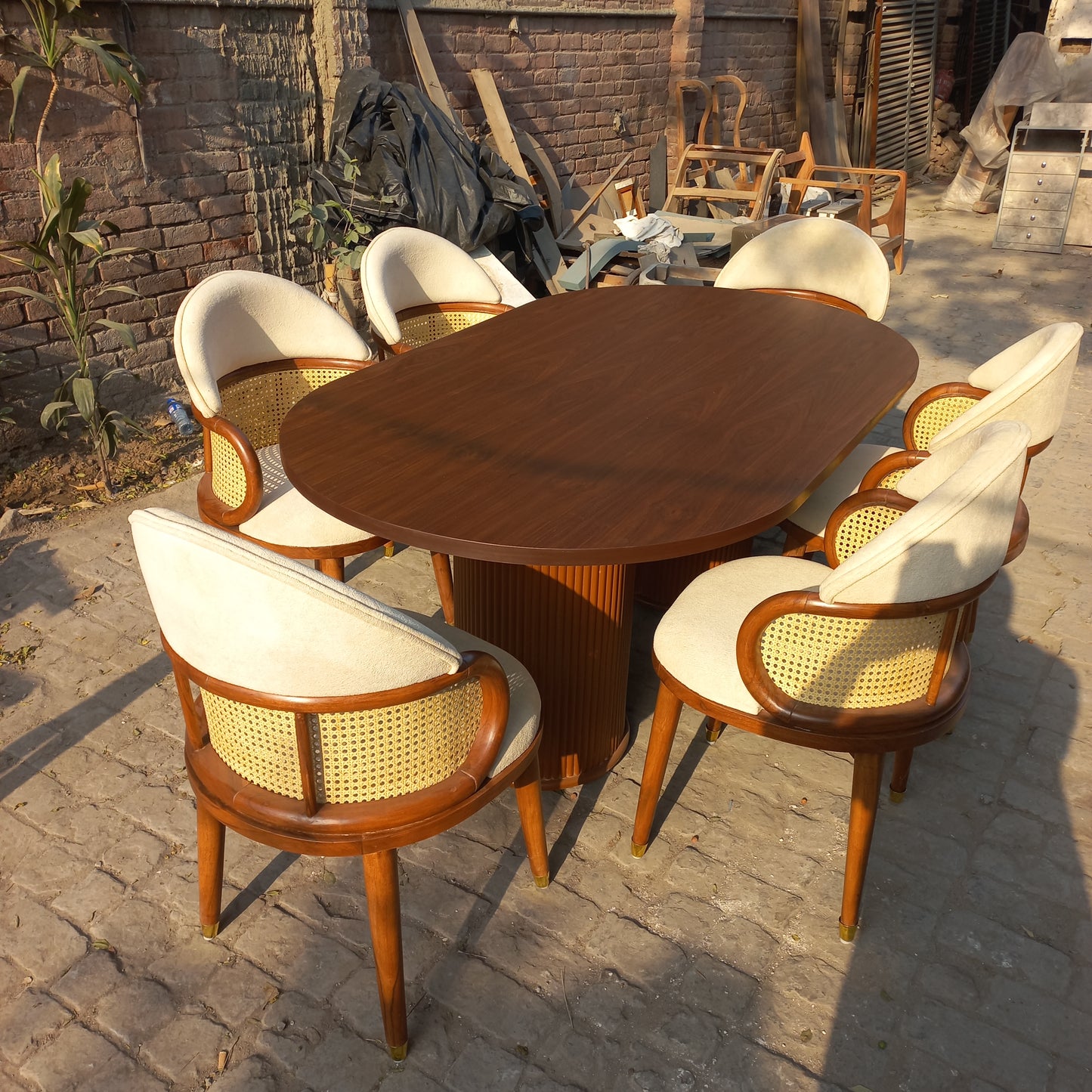 Pentagon ratan dining set