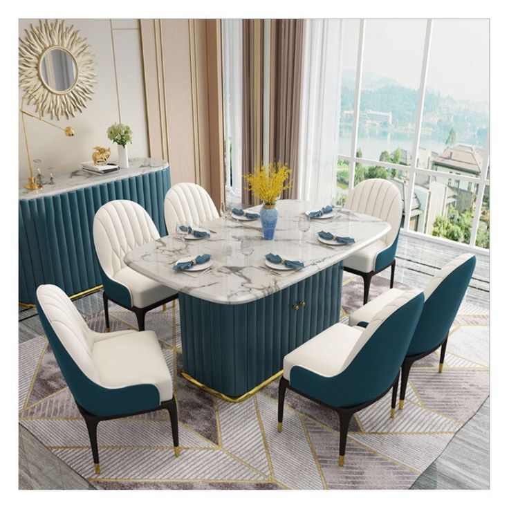 Classic Light Luxury Marble Dining Table Set