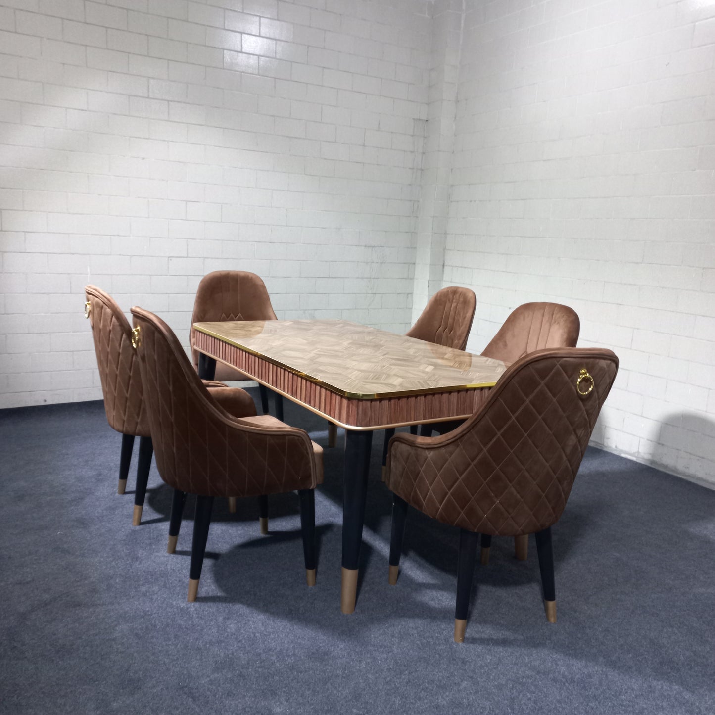Classic Brown Luxury Dining Table Set