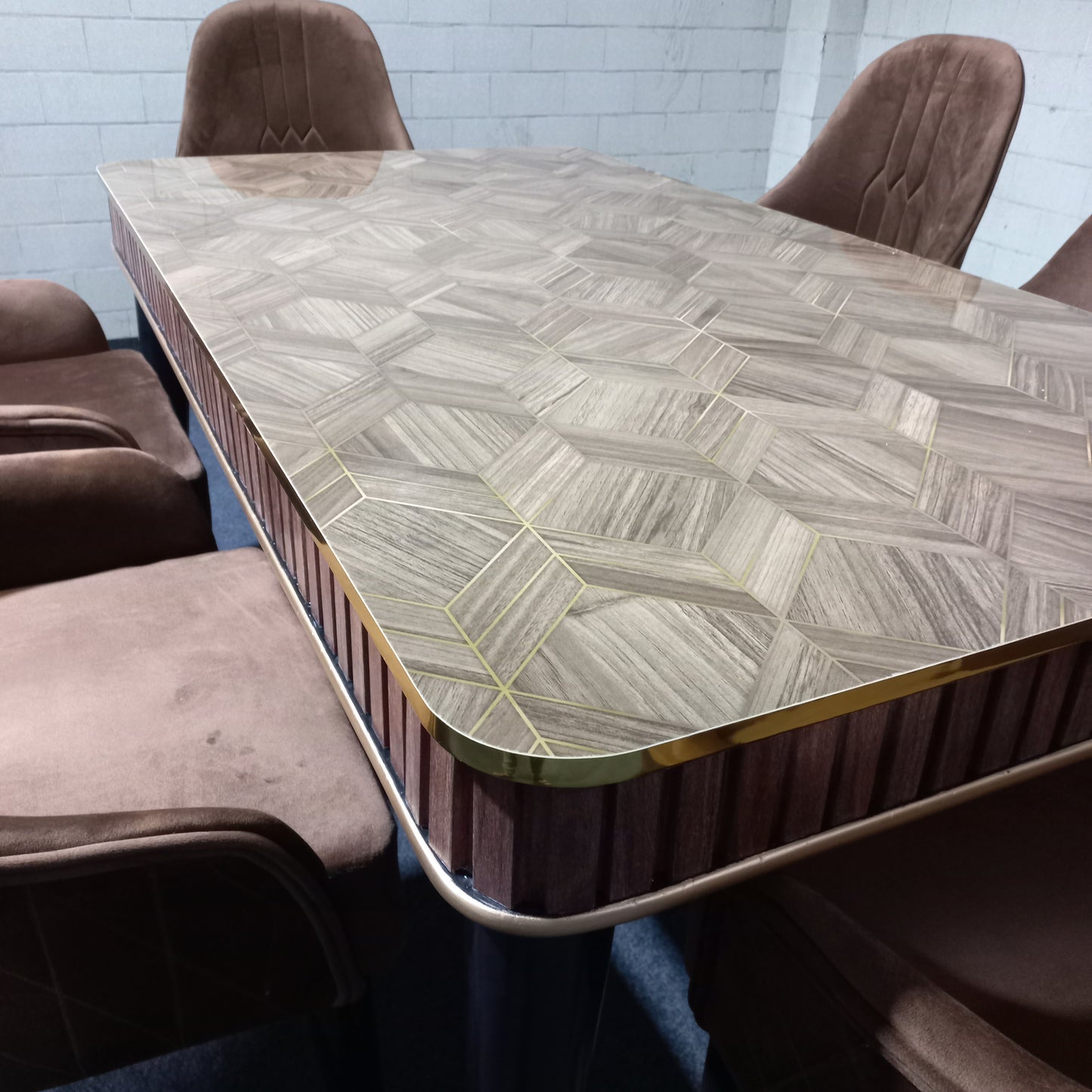 Classic Brown Luxury Dining Table Set