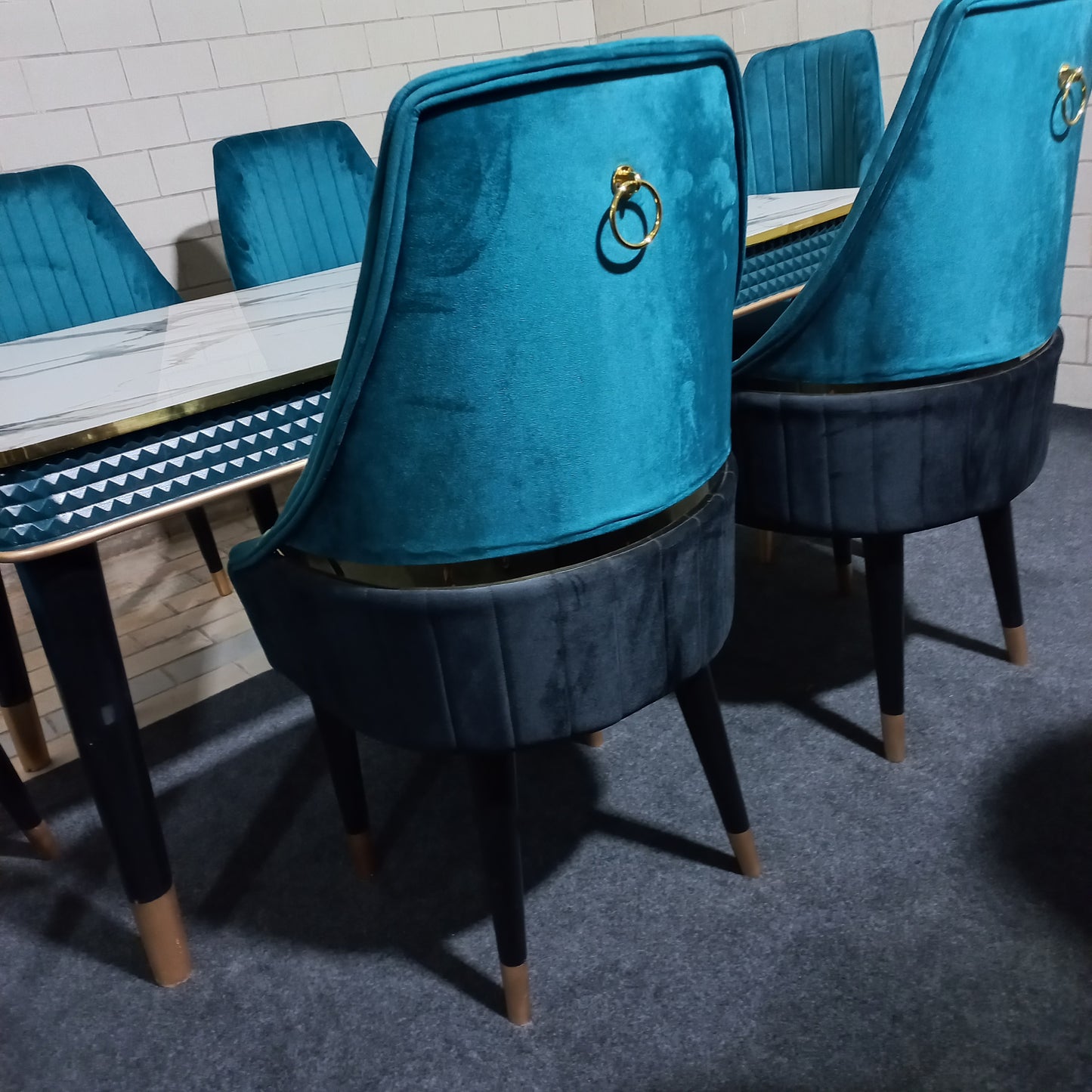 Classic Blue Luxury Dining Table Set
