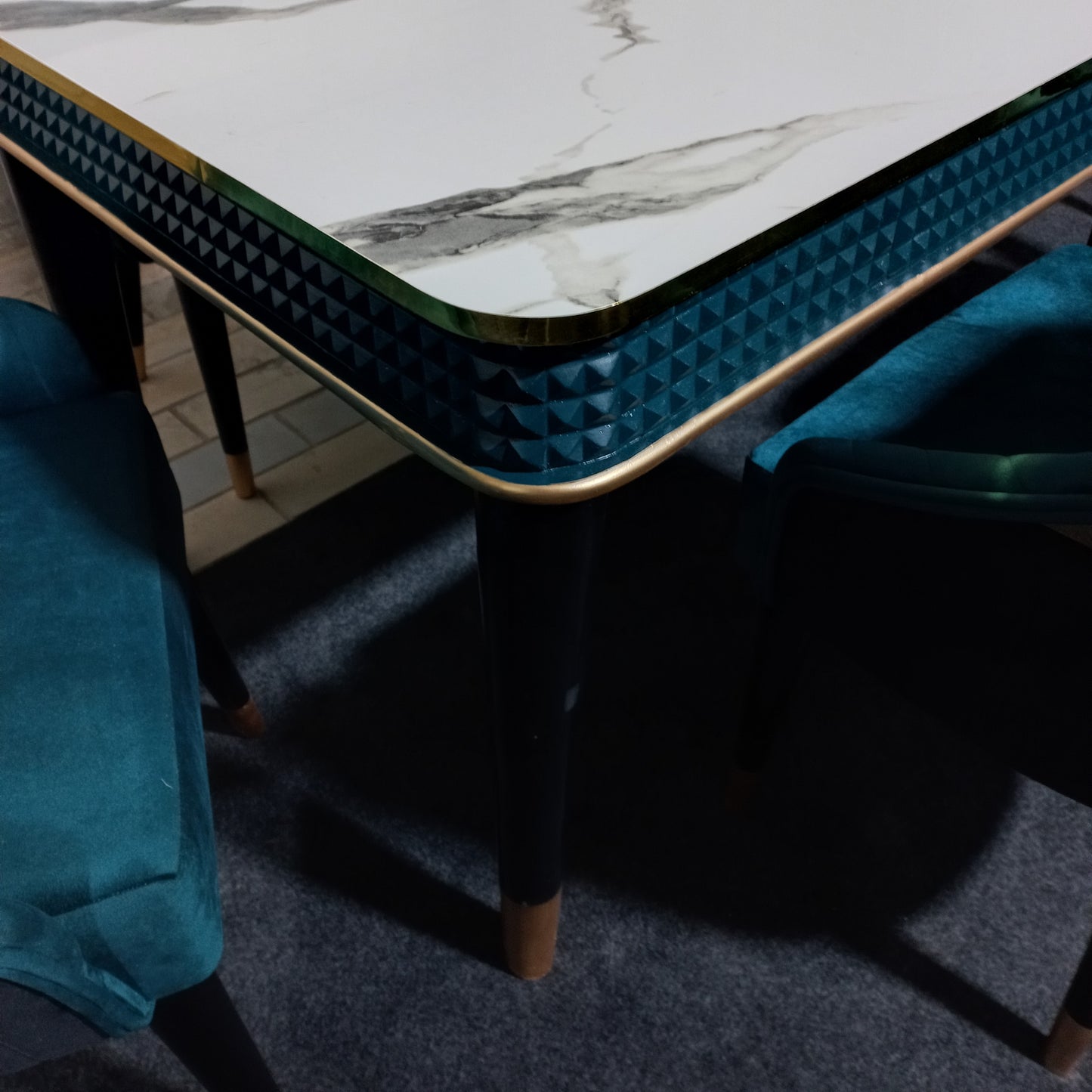 Classic Blue Luxury Dining Table Set