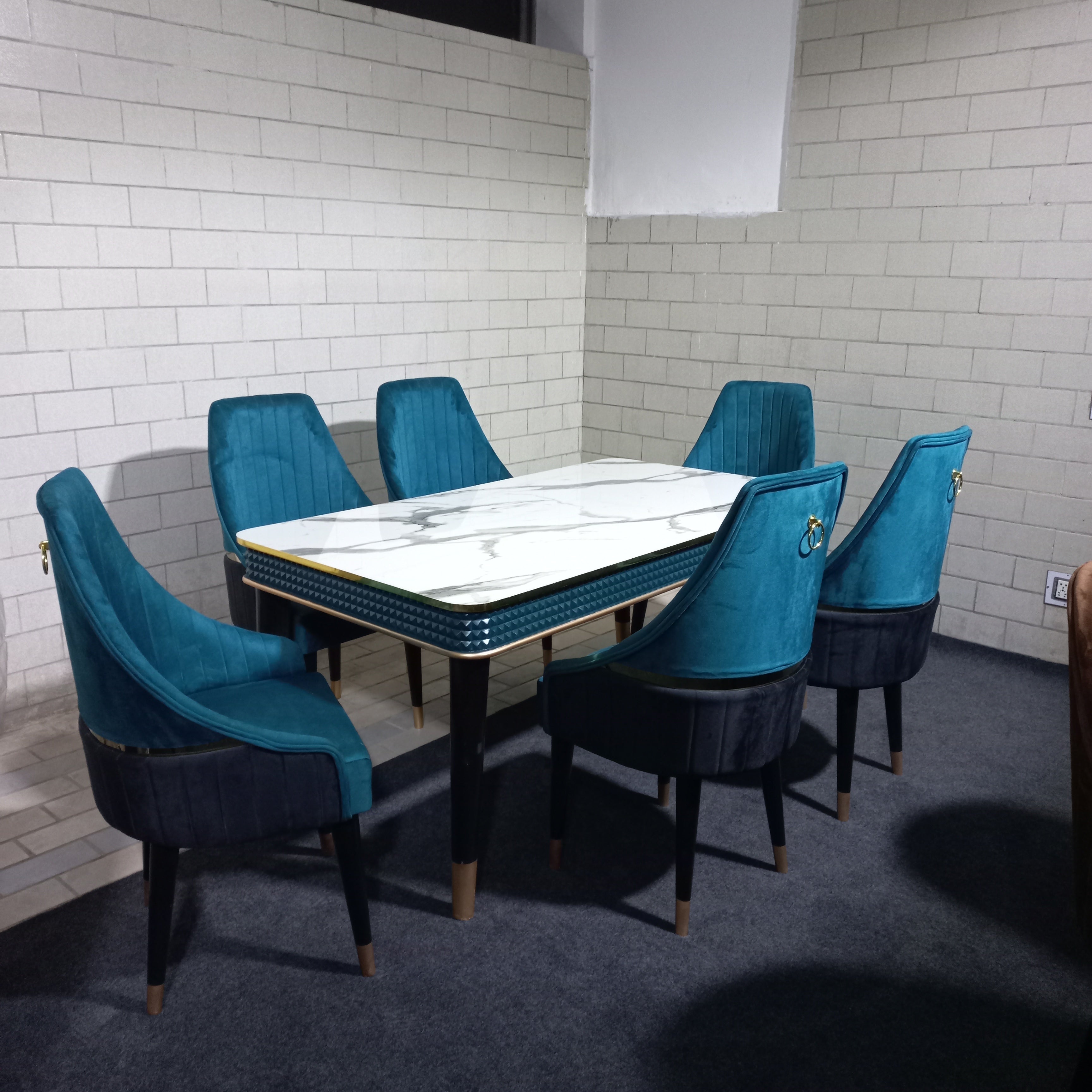 Classic Blue Luxury Dining Table Set