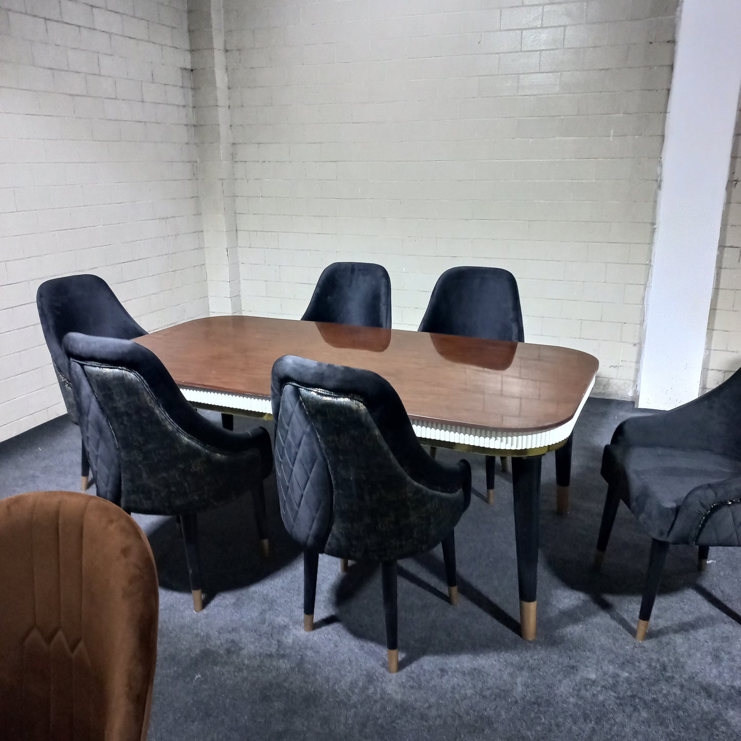 Classic Black Luxury Dining Table Set