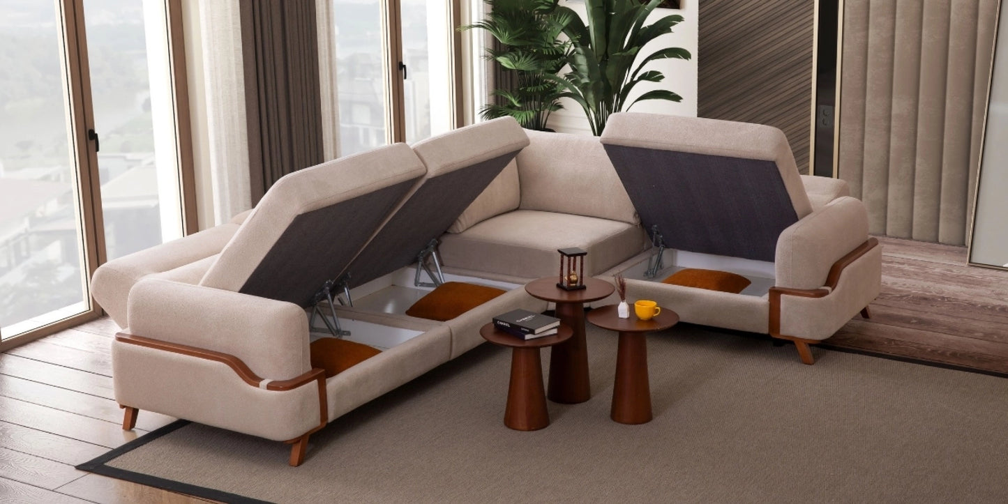 Resital Cream Corner Sofa Set