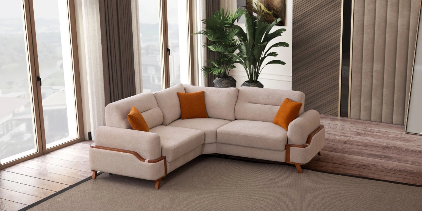 Resital Cream Corner Sofa Set