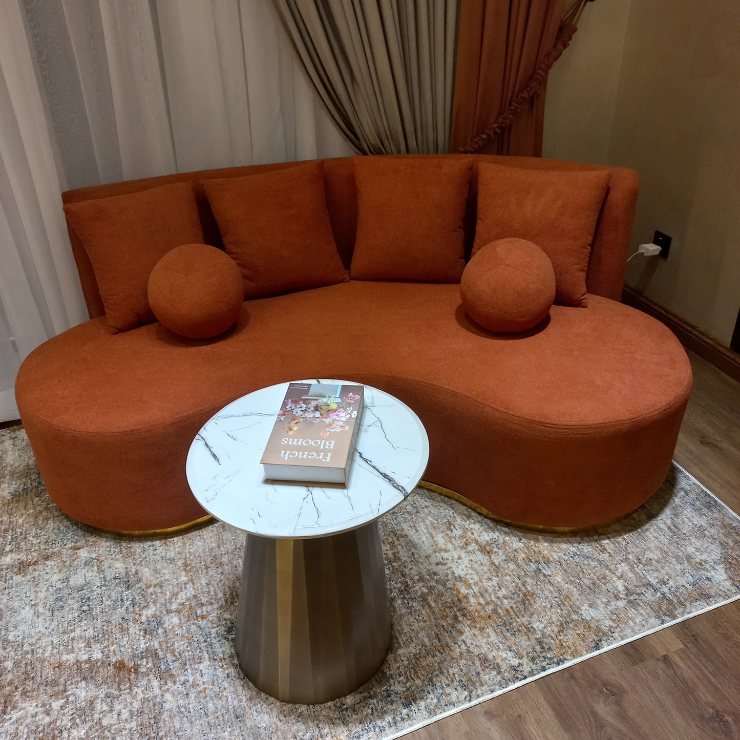 3 seater curve kidney sofa
