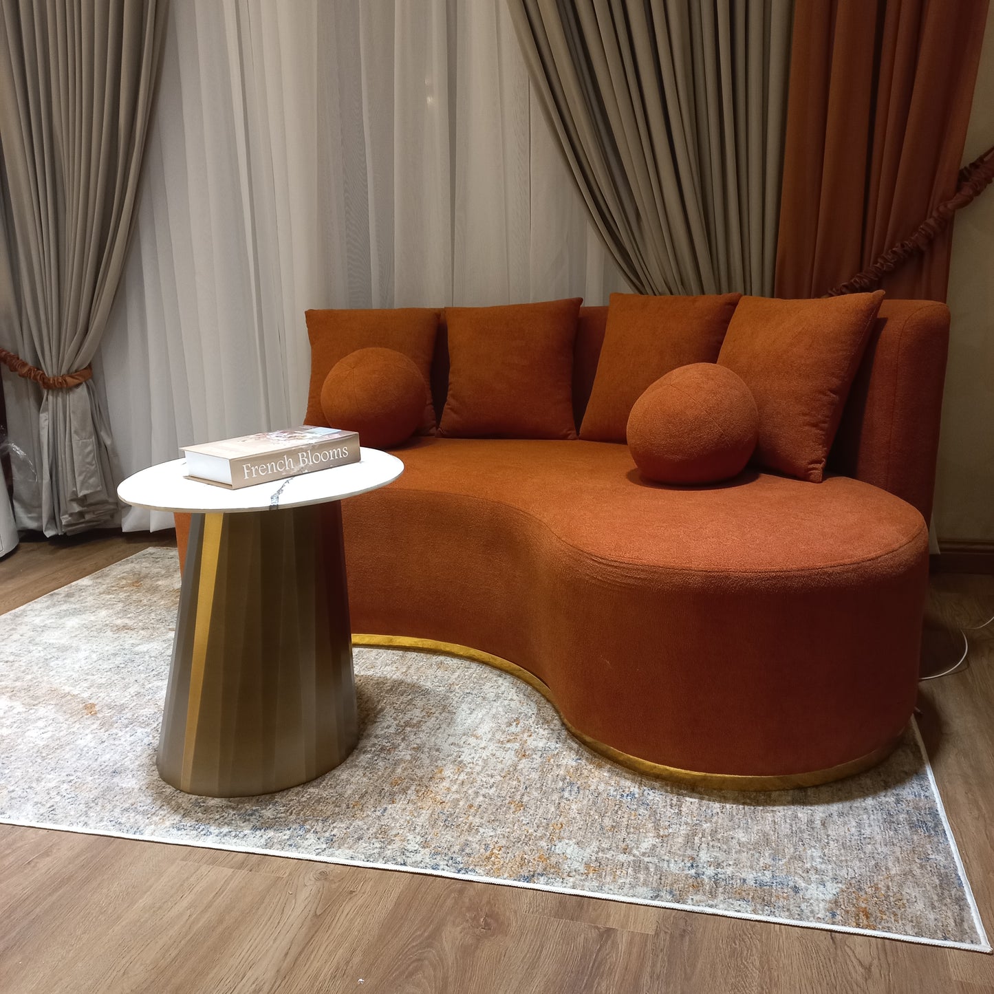 3 seater curve kidney sofa