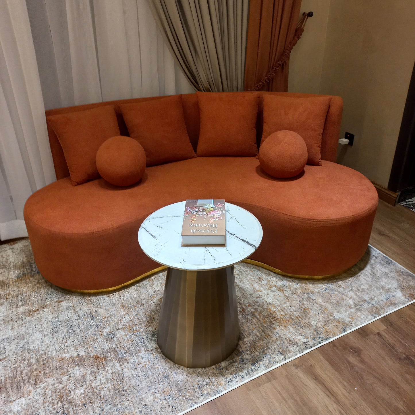 3 seater curve kidney sofa