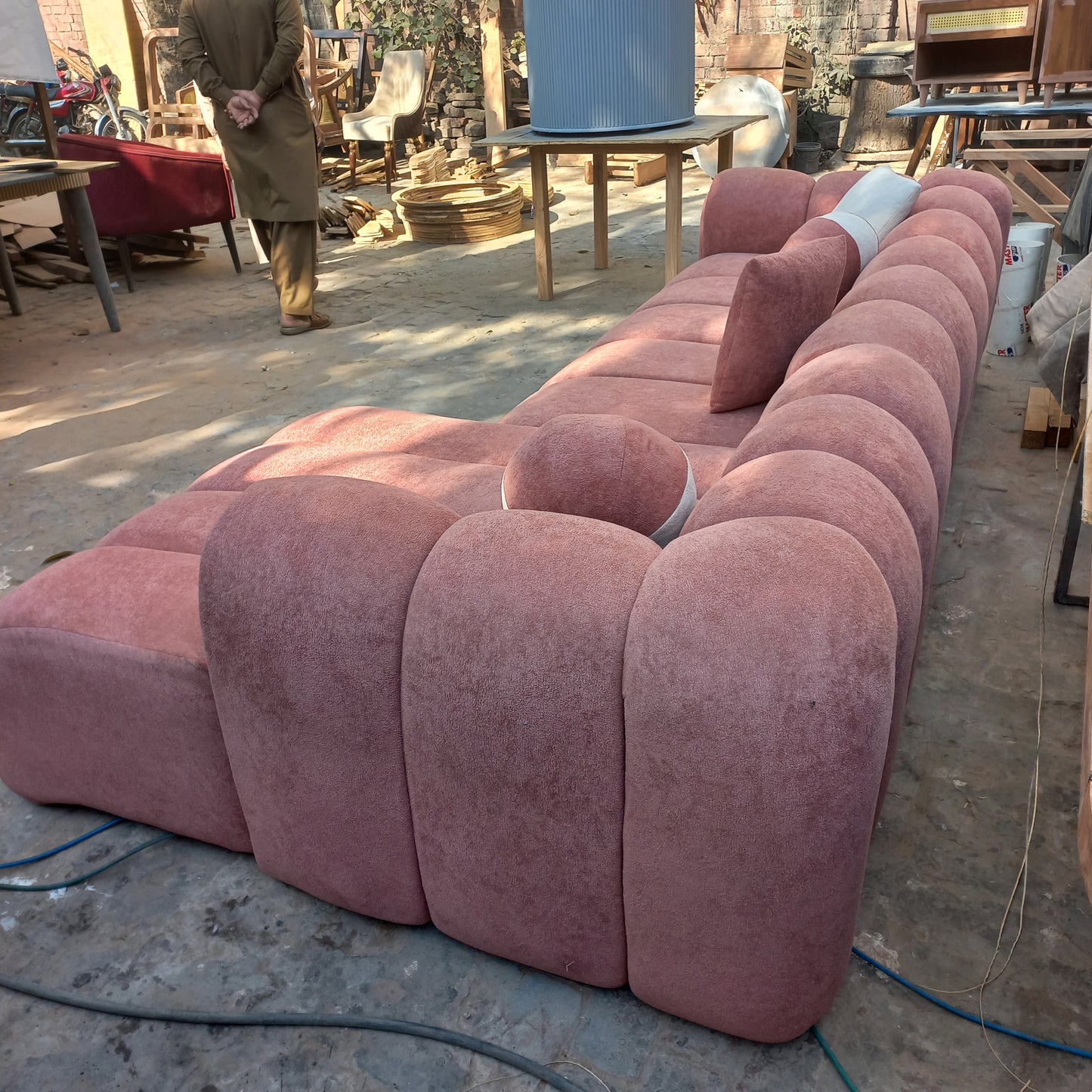 Our bulky pink sofa set