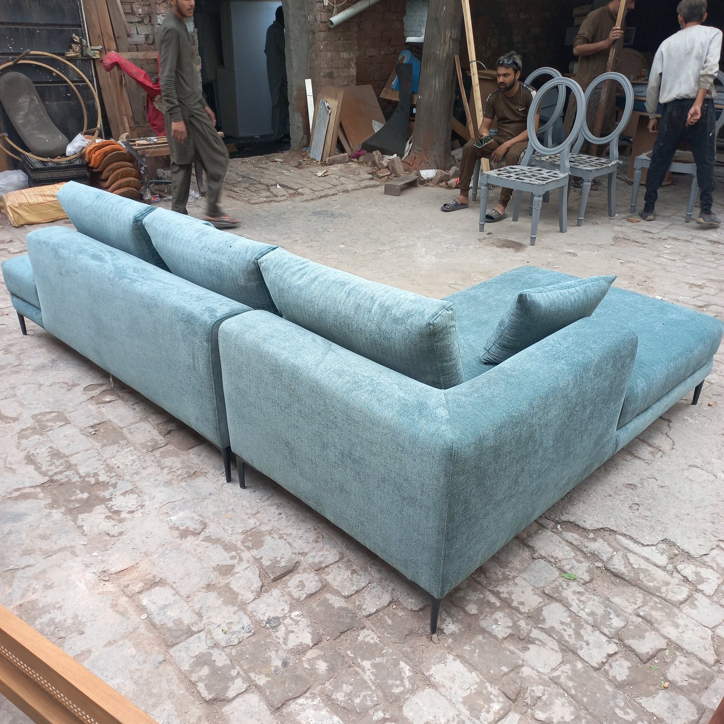 L shape 6 seater daimond sofa set