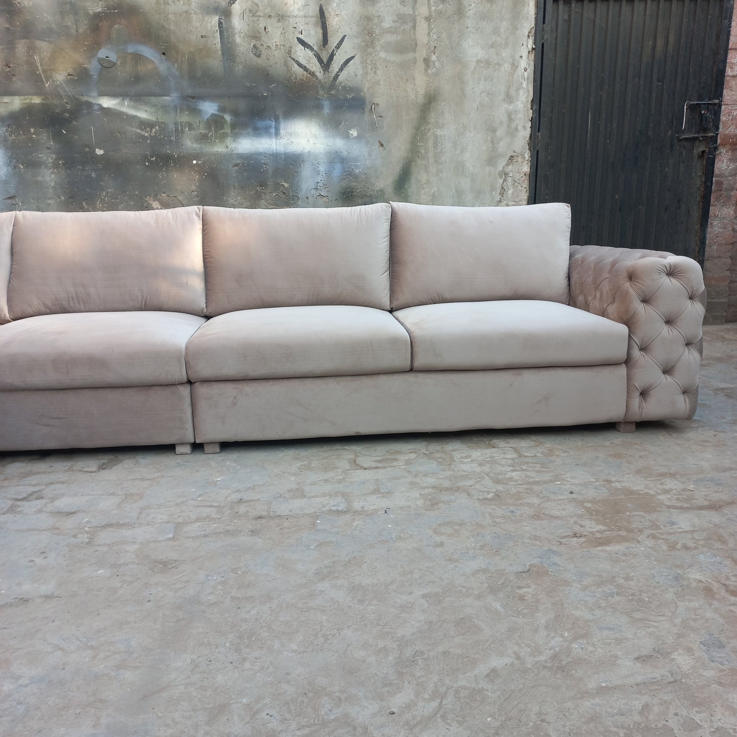 L shape quilt arm sofa set 8 seater