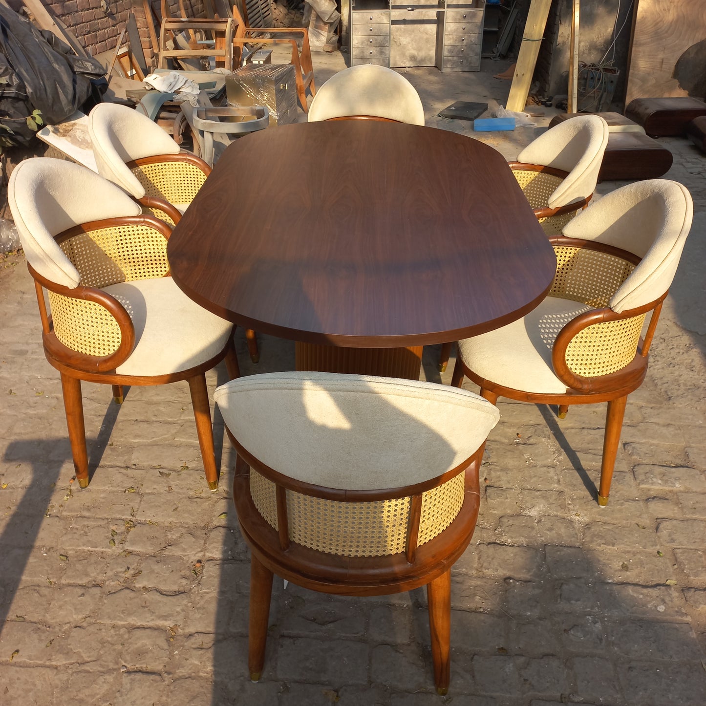 Pentagon ratan dining set