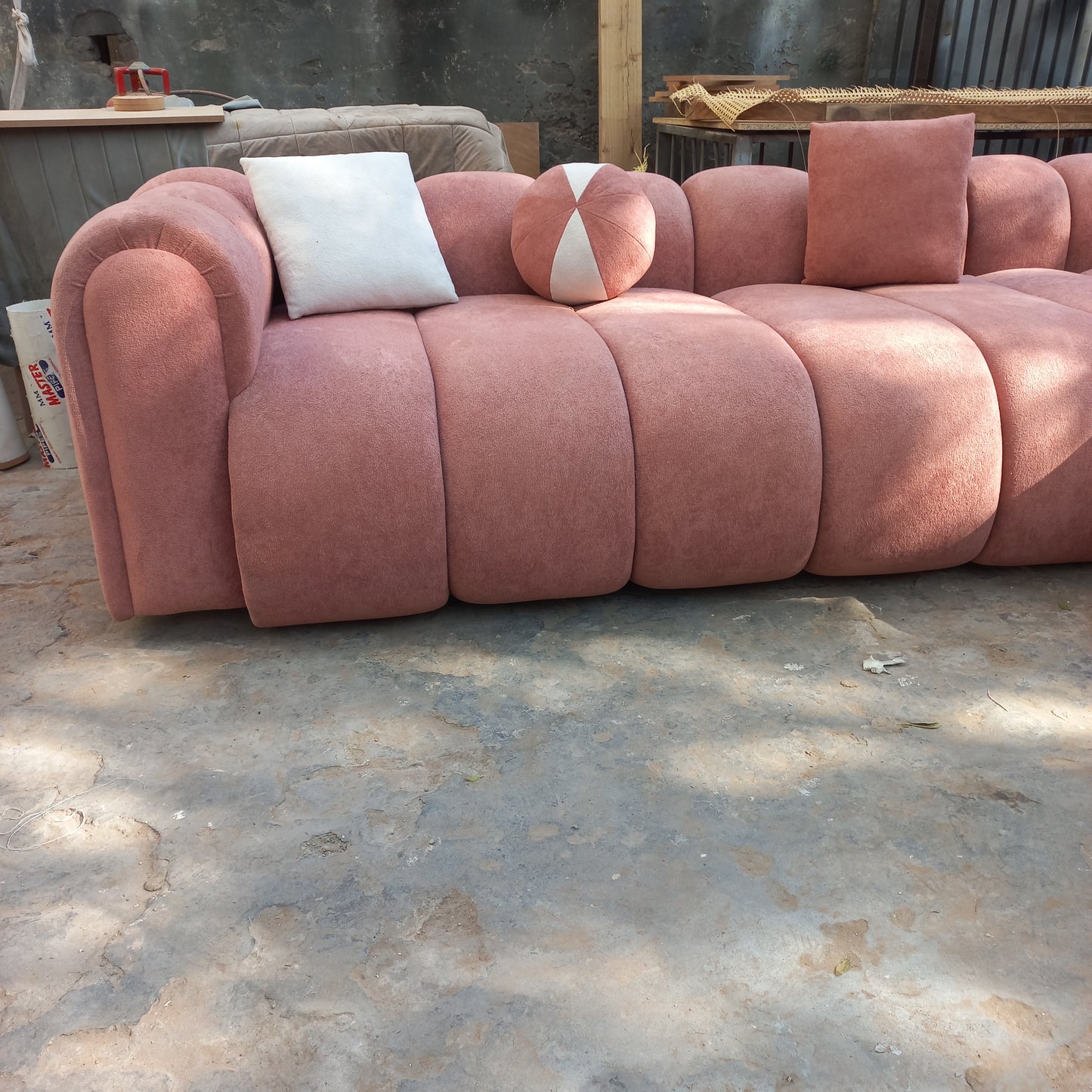 Our bulky pink sofa set